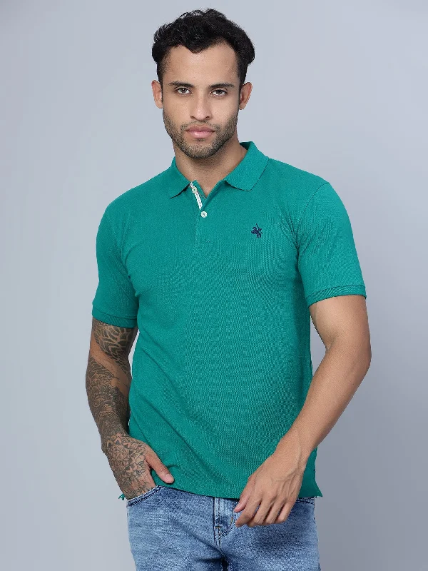 Men Polo Neck Green T-Shirt