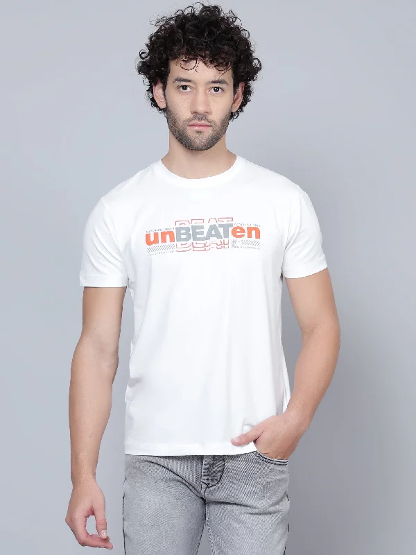 Men Round Neck White T-Shirt