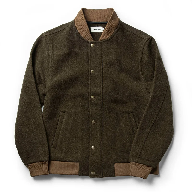 The Bomber Jacket in Olive Wool