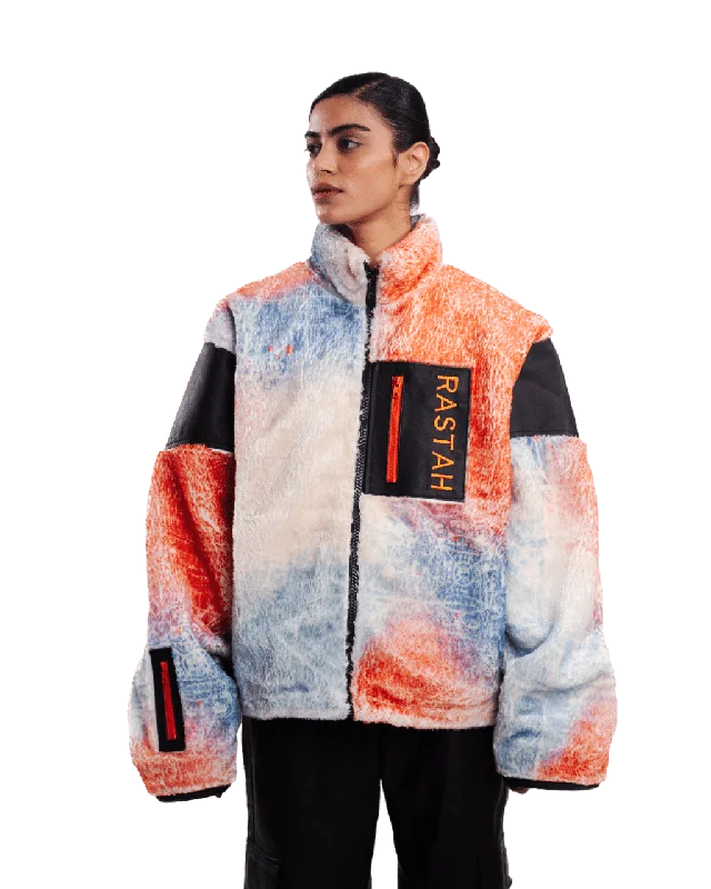 "MARCH IN ROMA" PRINTED FAUX FUR JACKET