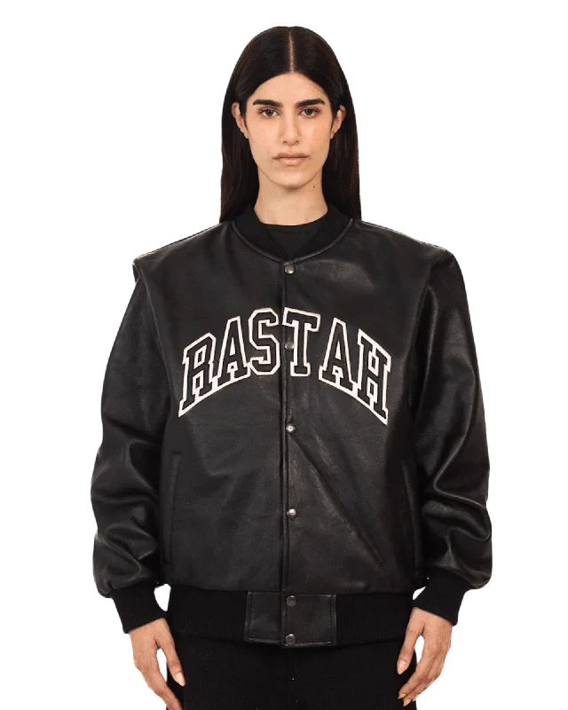 BLACK VARSITY LEATHER JACKET