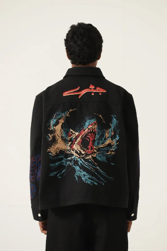 "JAWS " HANDWOVEN PRINTED JACKET