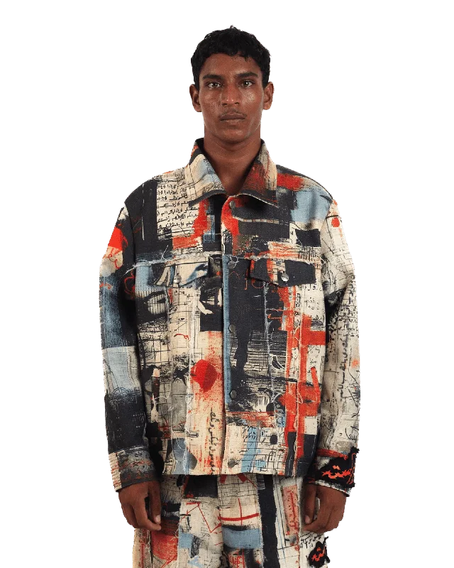 "Ethereal Loop" Abstract Printed Coach Jacket