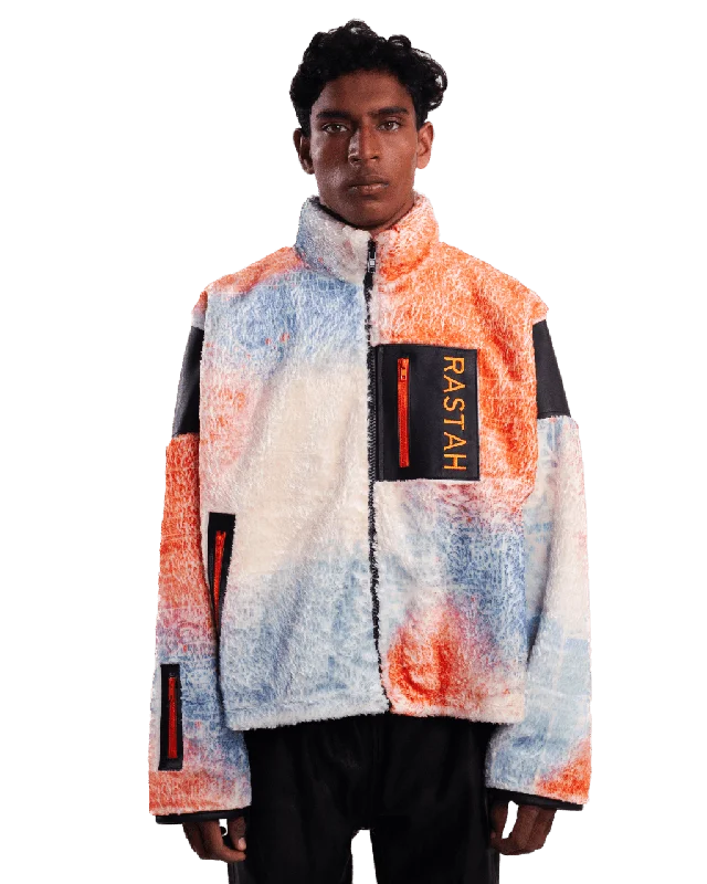 "MARCH IN ROMA" PRINTED FAUX FUR JACKET