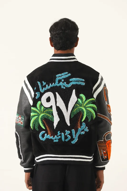 "97 PARADISE" SUEDE VARSITY JACKET